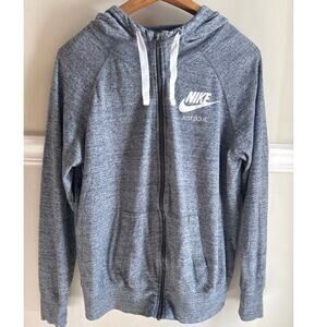 Nike Women's Dark Heather Gray Hooded Sweatshirt Organic Cotton Blend Size Large
